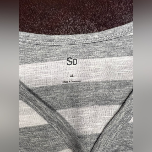 SO Gray Striped Button Down Tie-Front Shirt - Picture 2 of 3